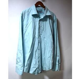 Robert Graham Mens XL Blue Jacquard Floral Button Down Shirt Long Sleeve Cotton